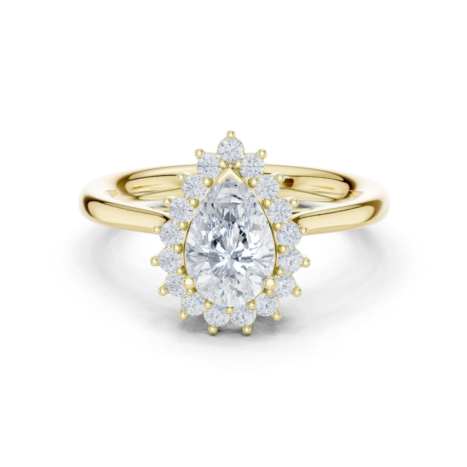 Pear Diamond Floral Halo Engagement Ring