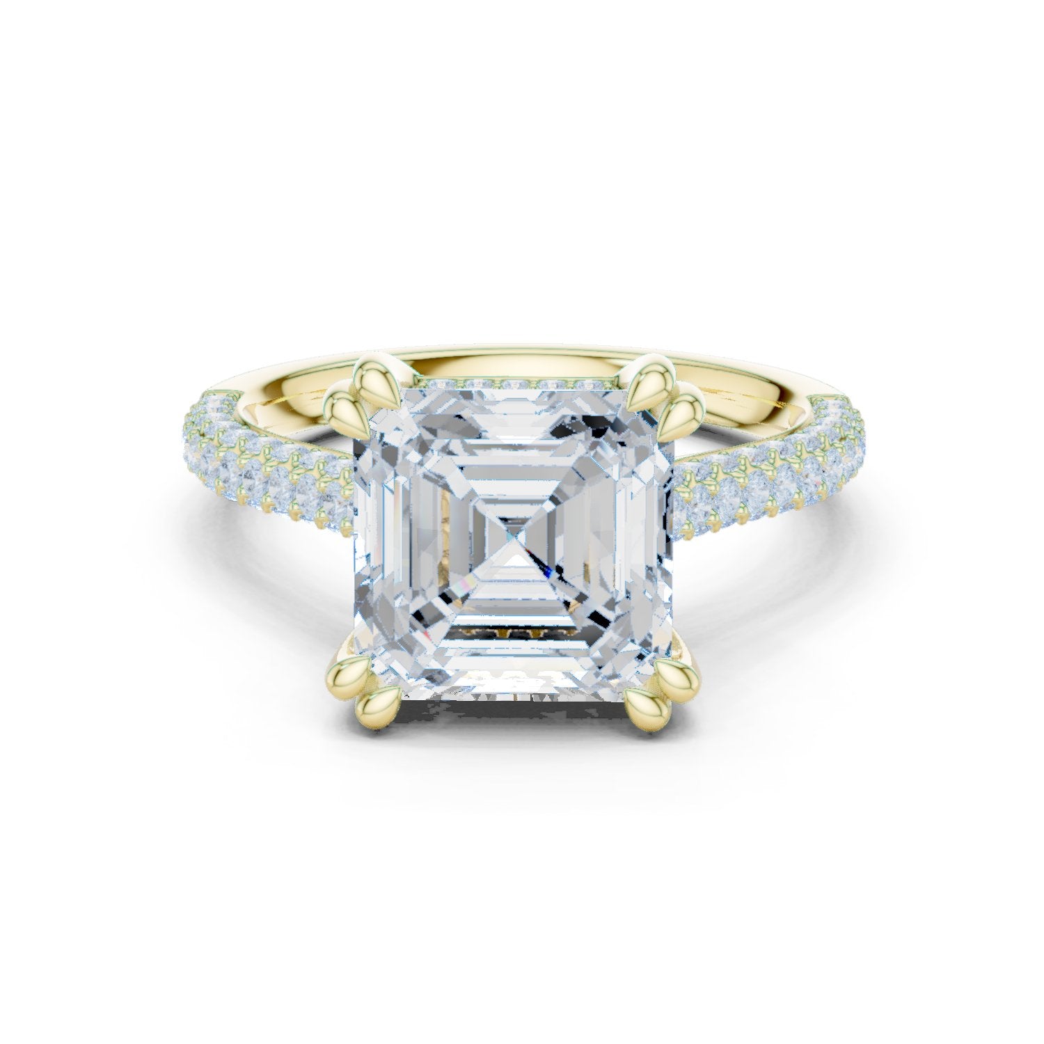 Asscher Cut Engagement Ring with Pavé Wrap Band