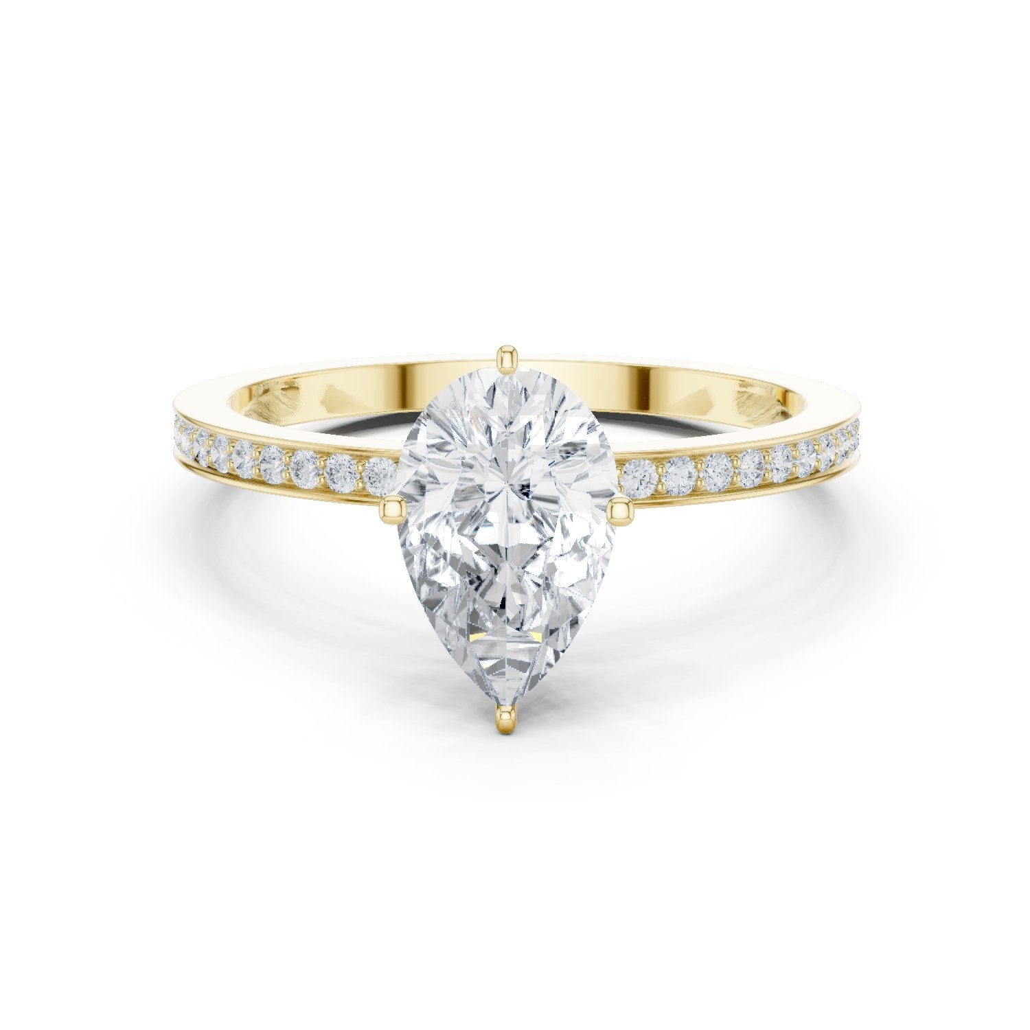 Pear Diamond Engagement Ring with Channel Set Pavé Band