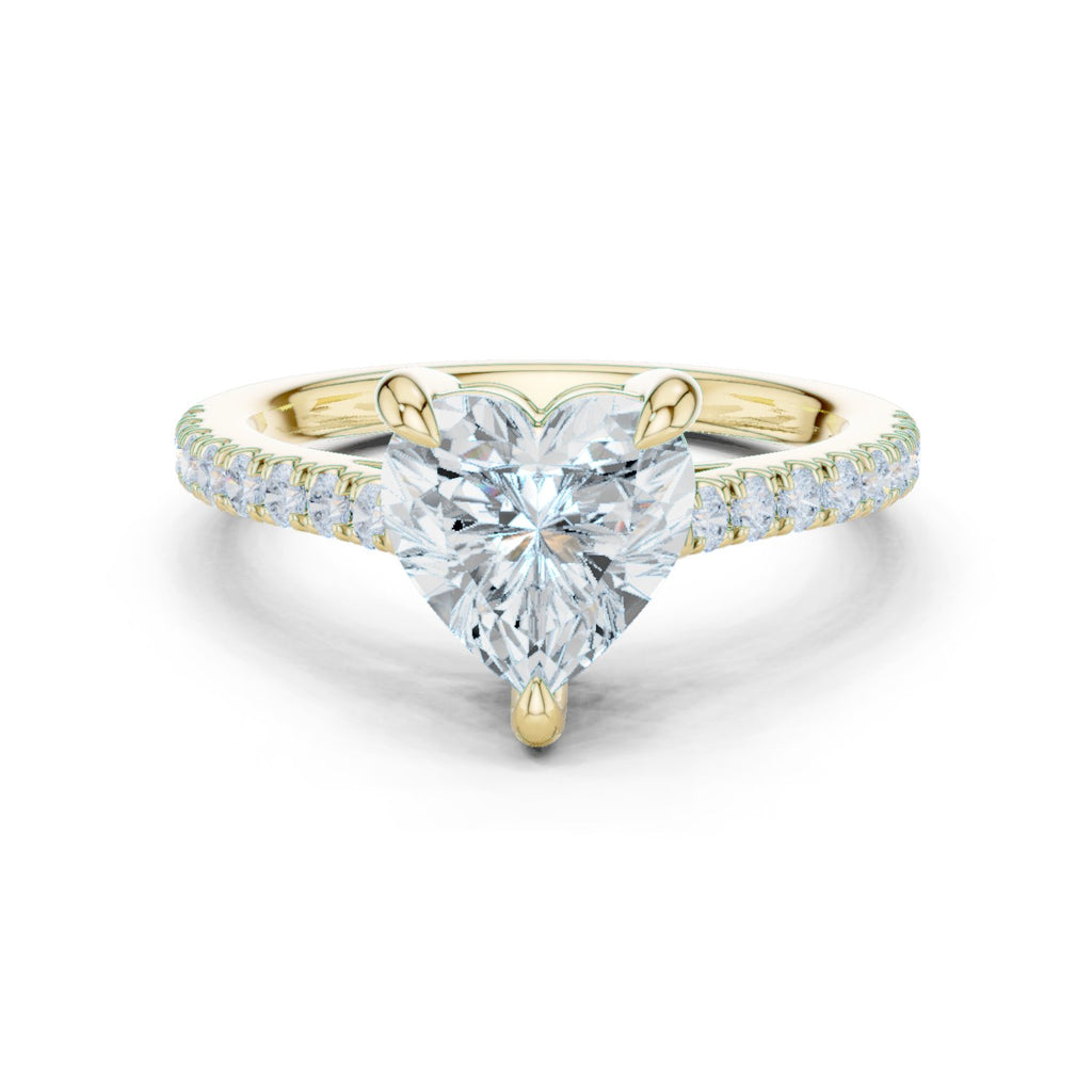 Heart Cut Engagement Ring with Pavé Band