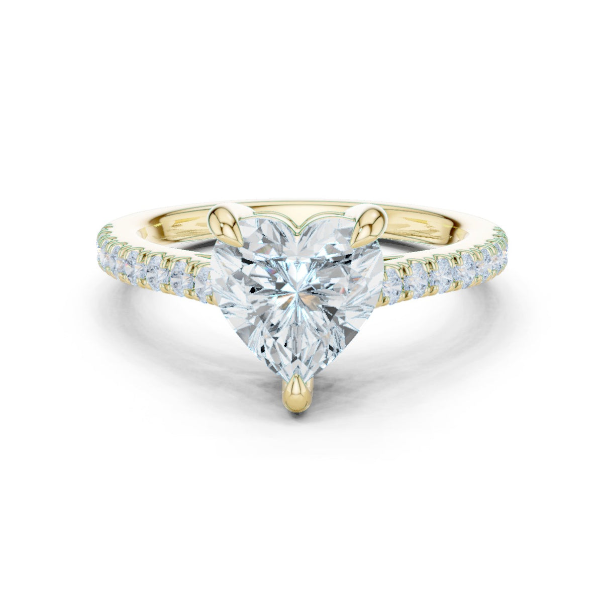 Heart Cut Engagement Ring with Pavé Band