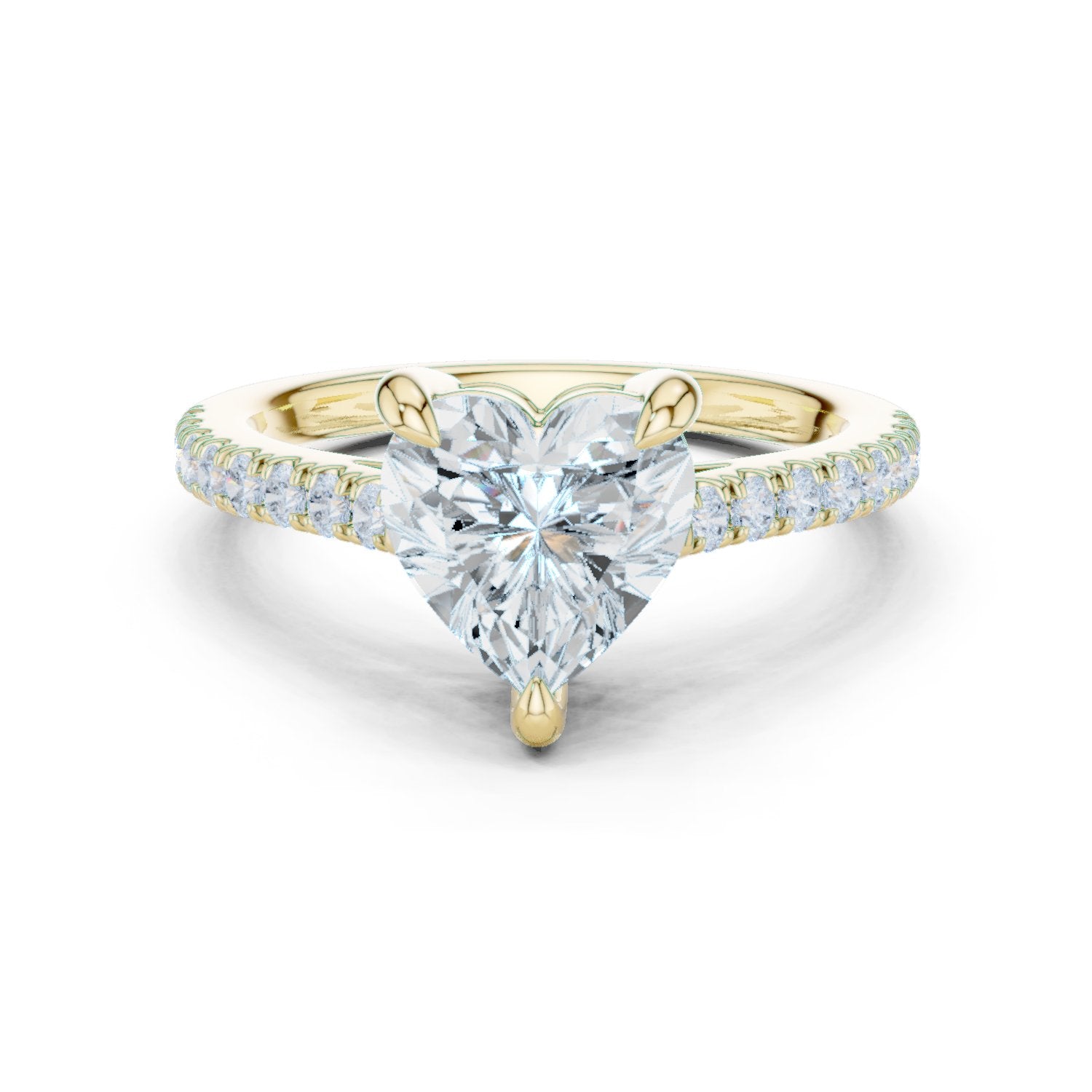 Heart Cut Engagement Ring with Pavé Band