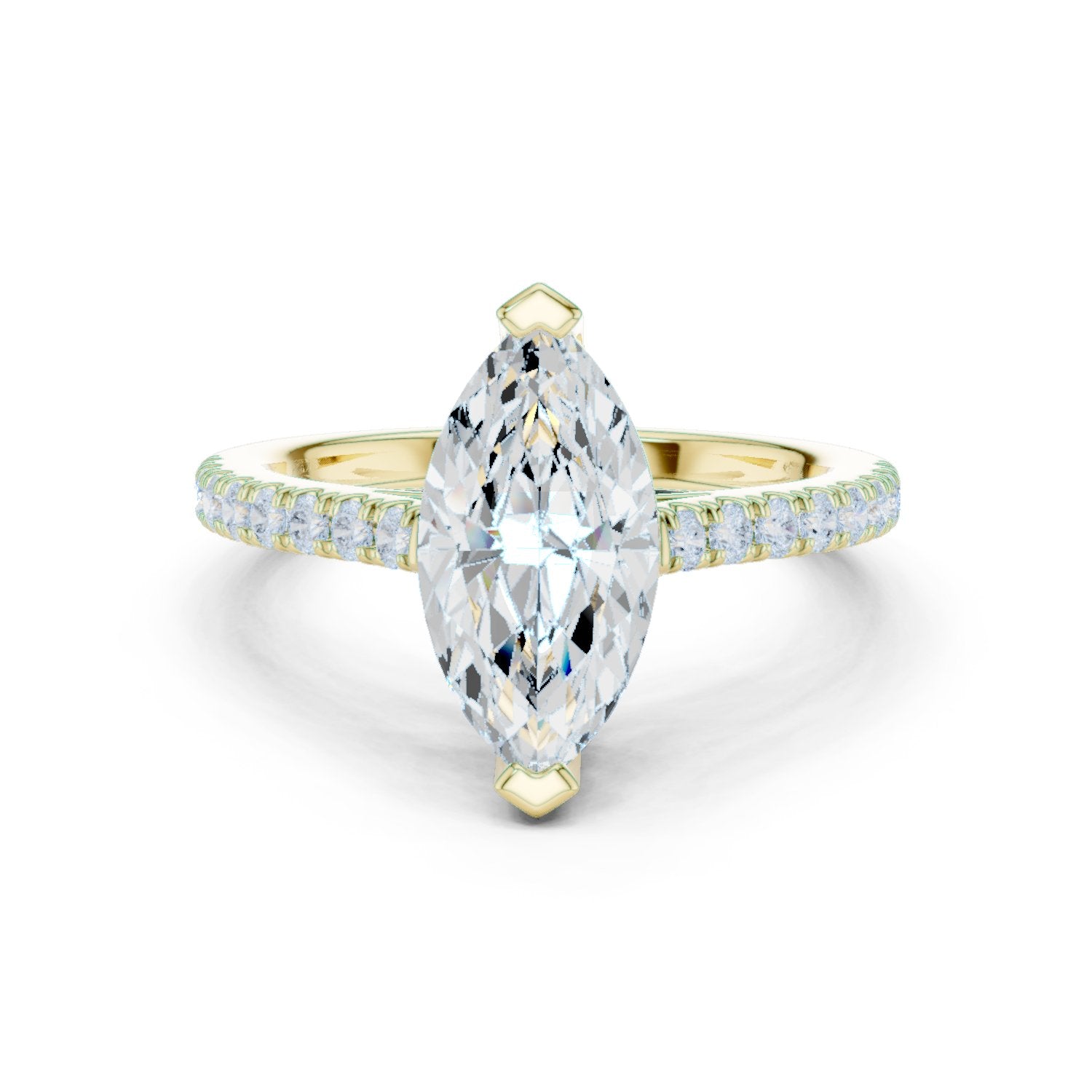 Marquise Cut Engagement Ring with Pavé Band