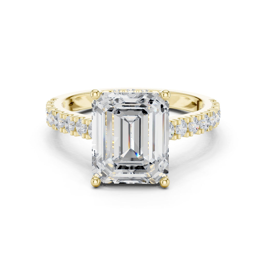 Emerald Cut Engagement Ring with Pavé Band