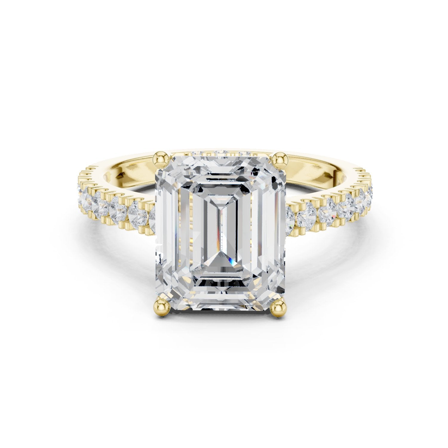 Emerald Cut Engagement Ring with Pavé Band