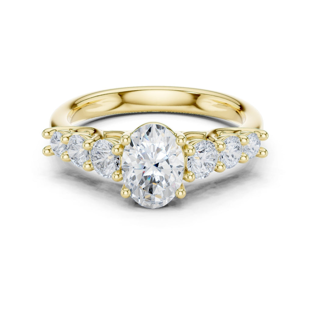 Oval Diamond Engagement Ring with Graduated Round Side Accents