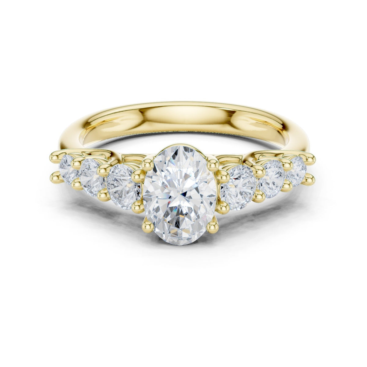 Oval Diamond Engagement Ring with Graduated Round Side Accents