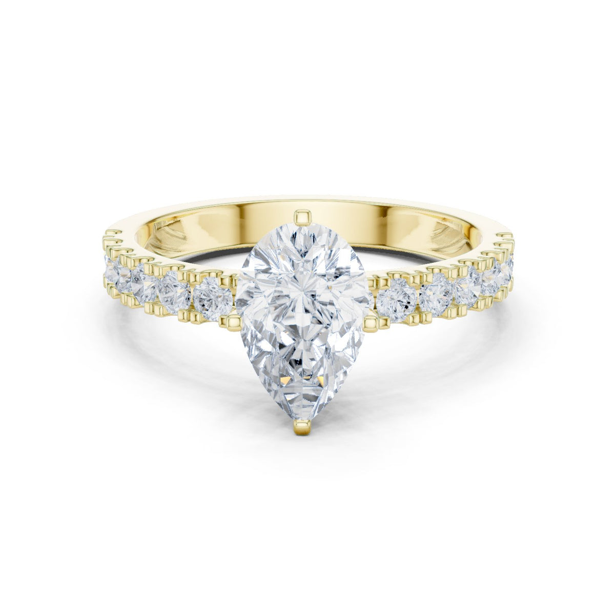 Pear Diamond Engagement Ring with Pavé Band