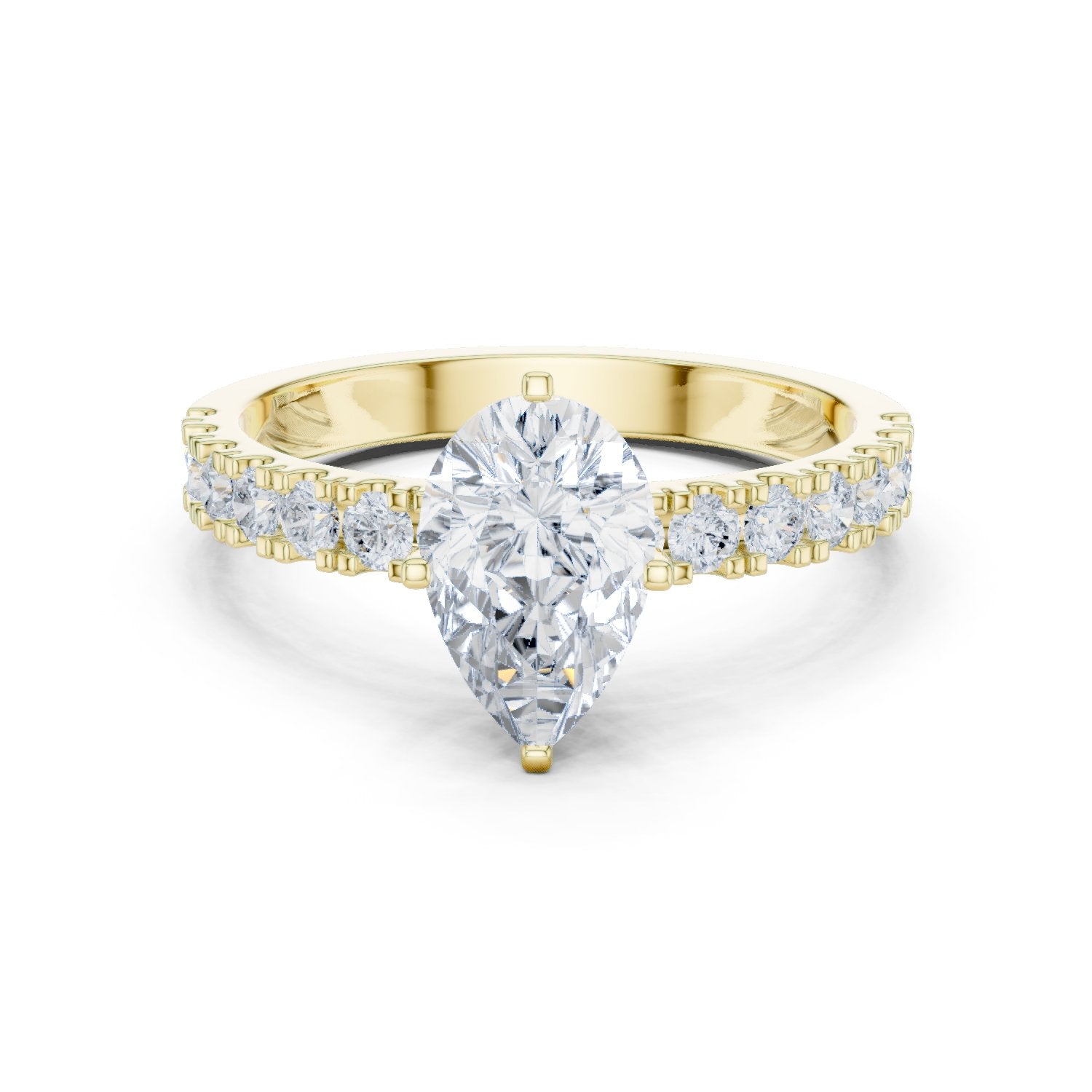 Pear Diamond Engagement Ring with Pavé Band