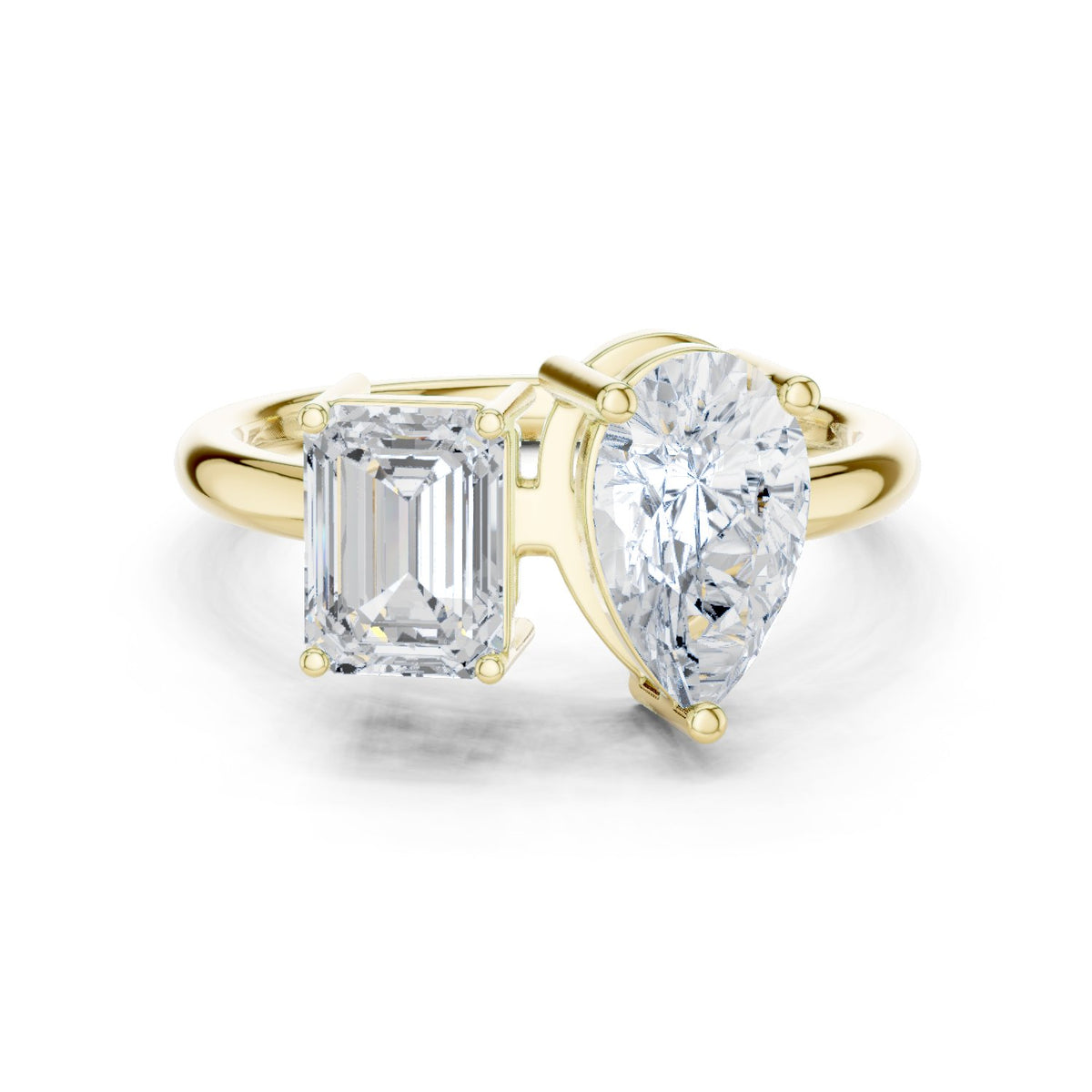 Emerald and Pear Toi et Moi Engagement Ring