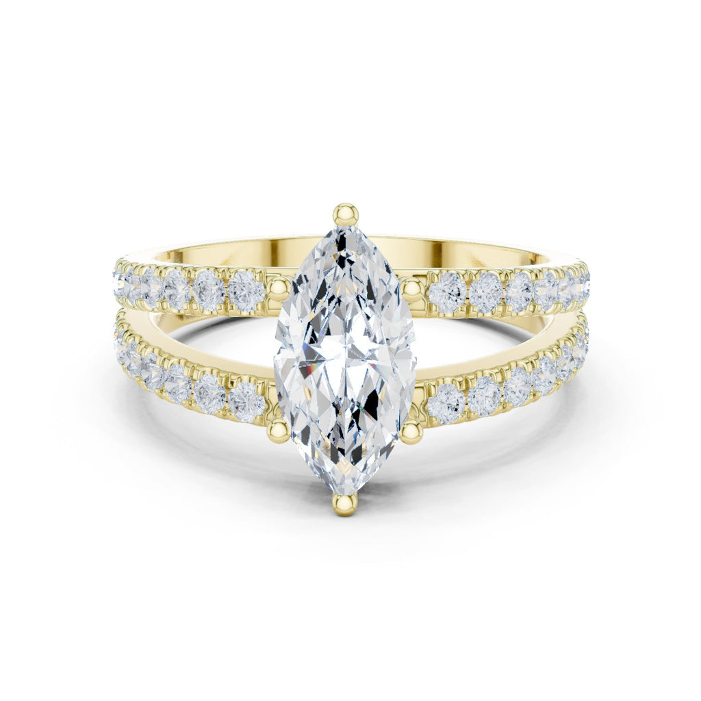 Marquise Cut Engagement Ring with Channel Set Split Shank Band