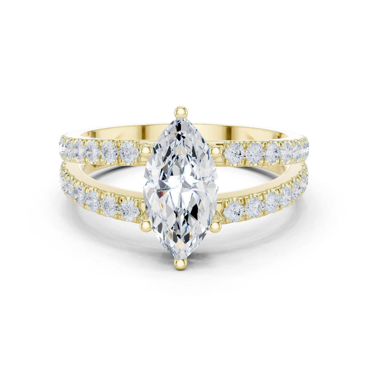 Marquise Cut Engagement Ring with Channel Set Split Shank Band