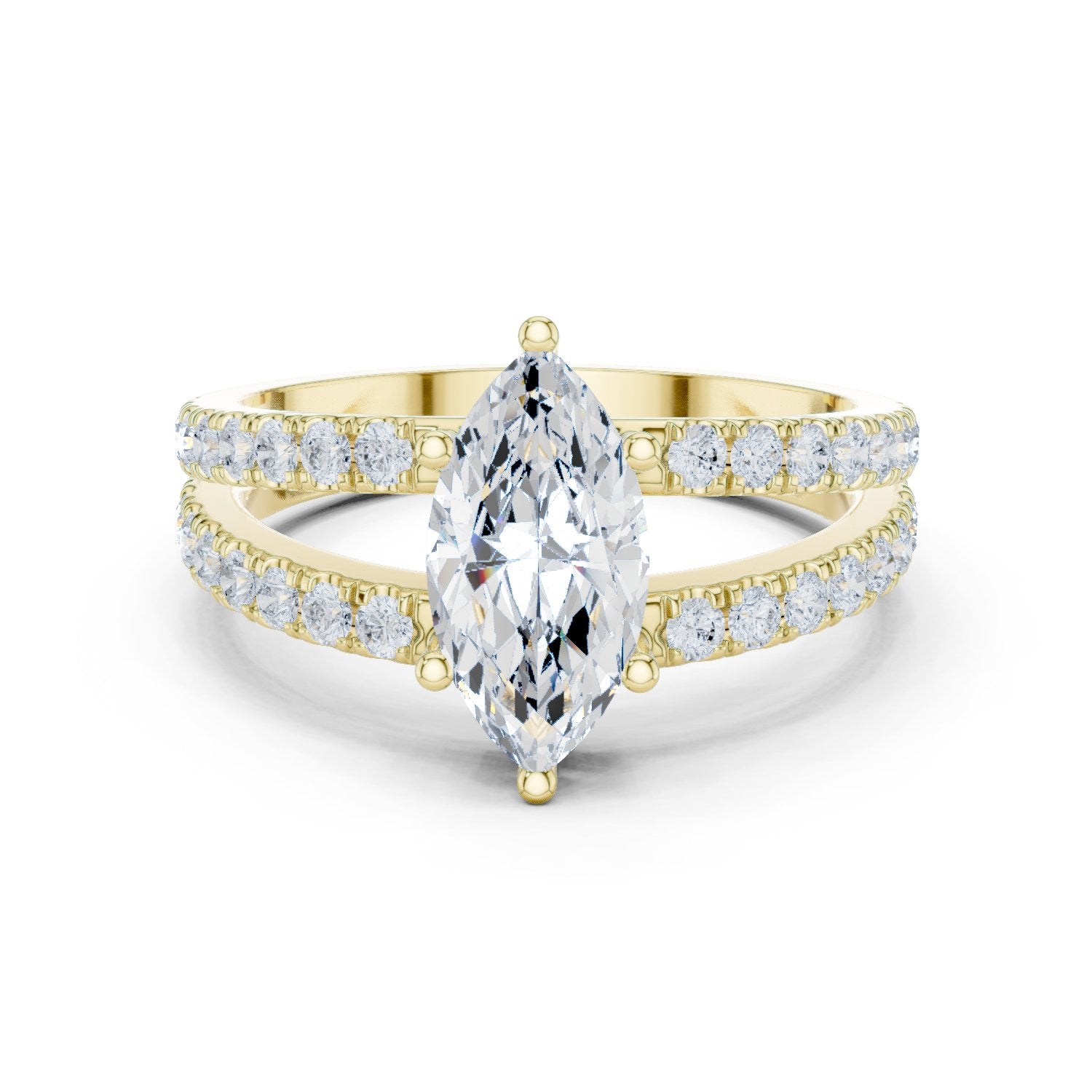 Marquise Cut Engagement Ring with Channel Set Split Shank Band