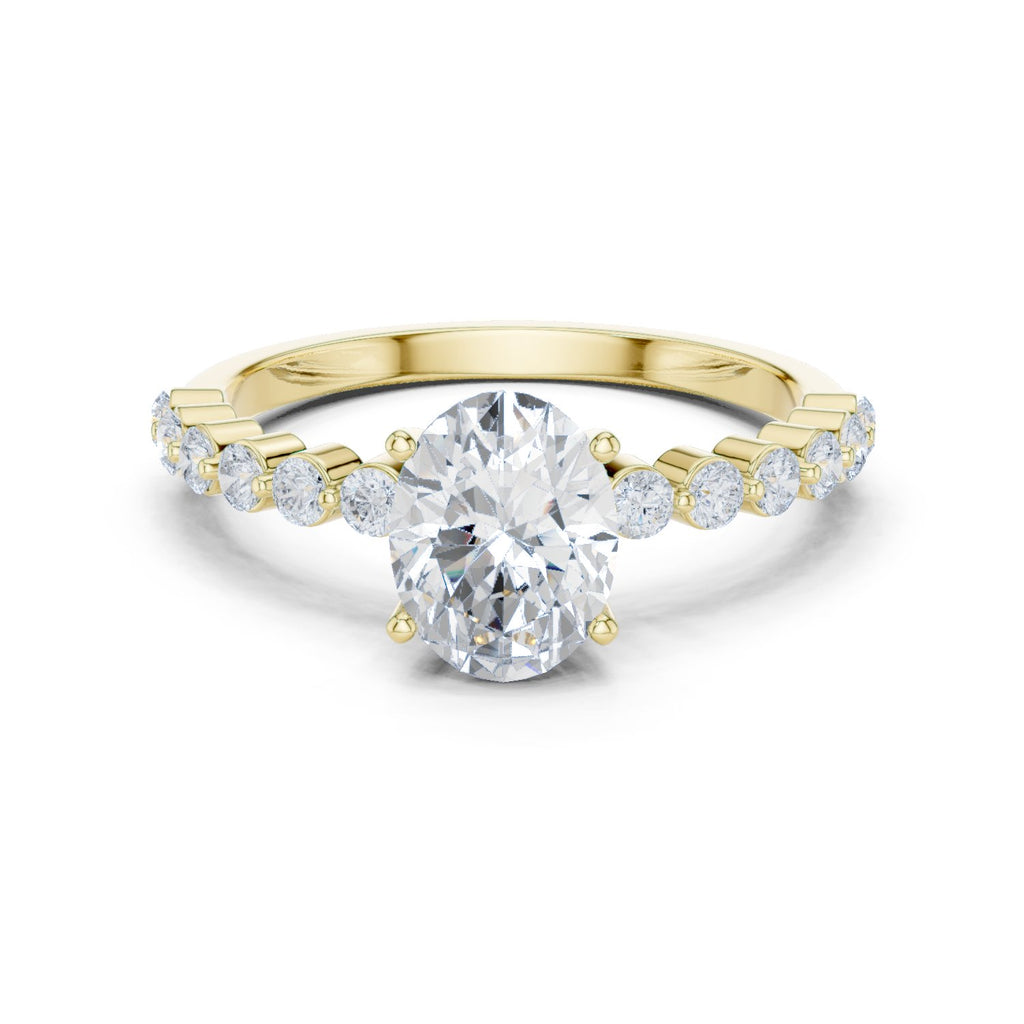 Oval Diamond Engagement Ring with Graduated Side Accents