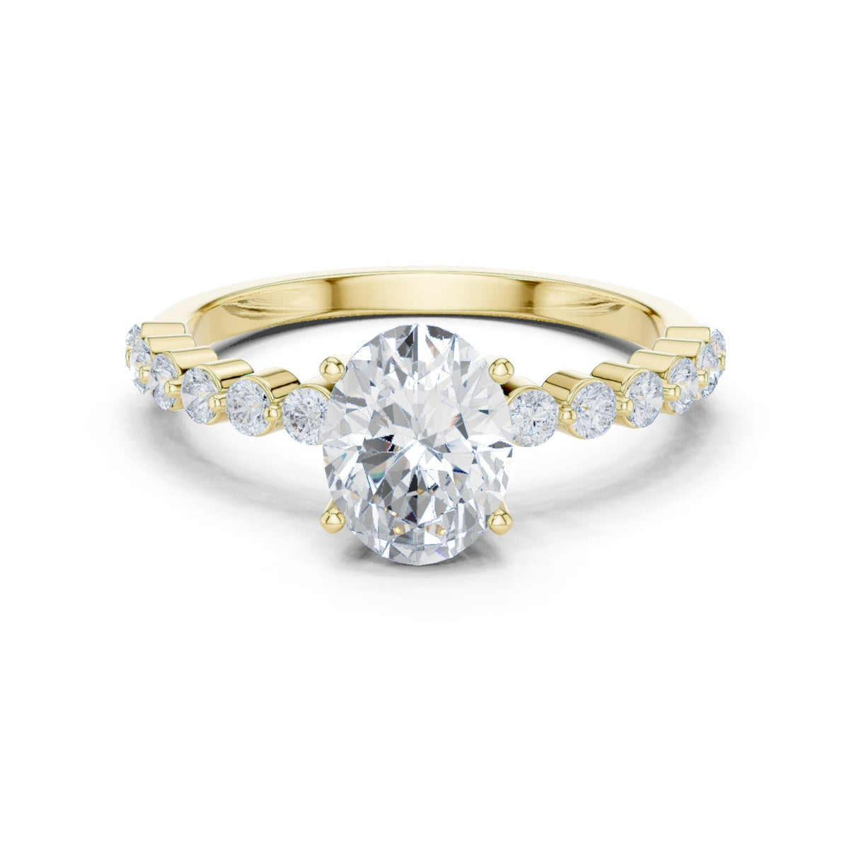 Oval Diamond Engagement Ring with Graduated Side Accents