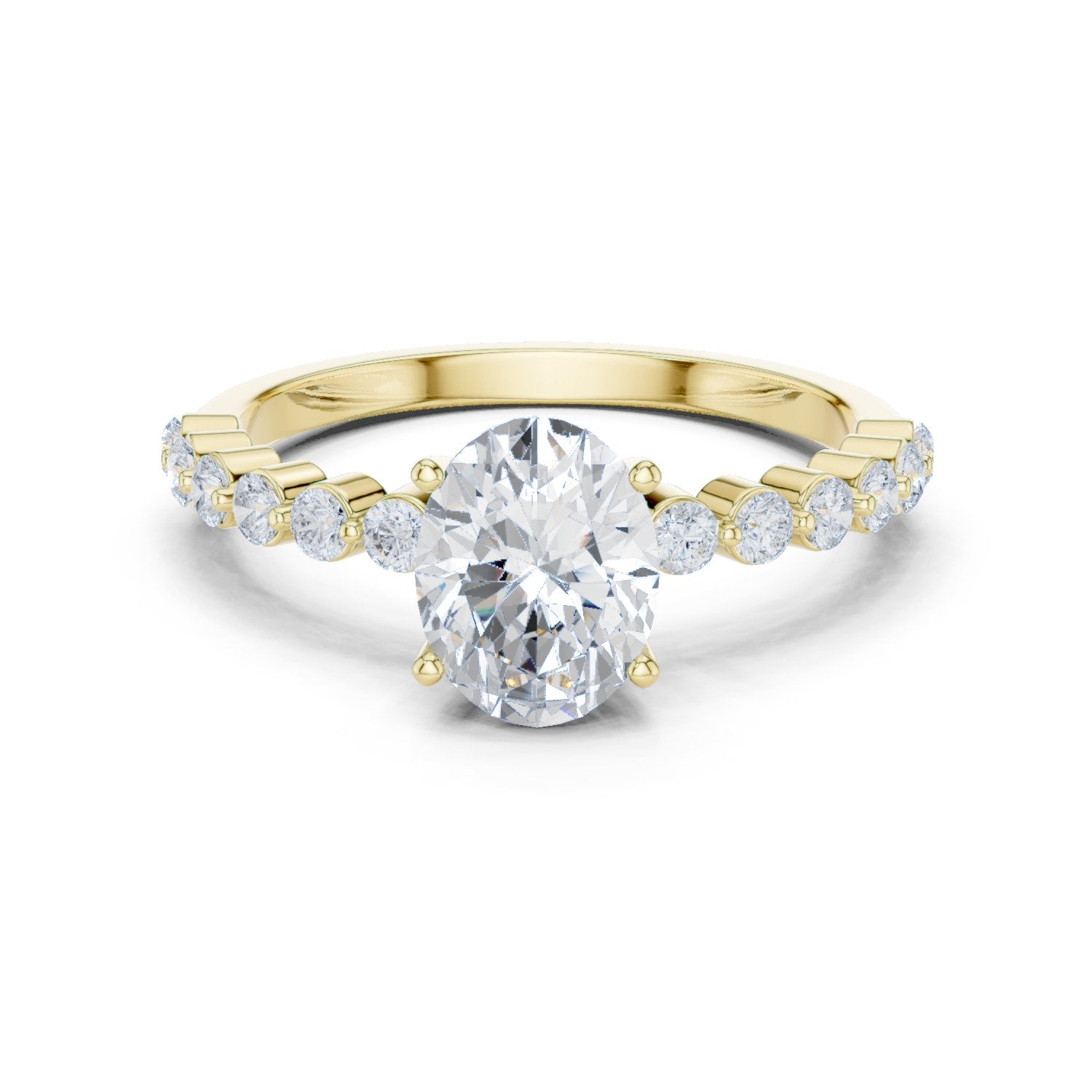 Oval Diamond Engagement Ring with Graduated Side Accents