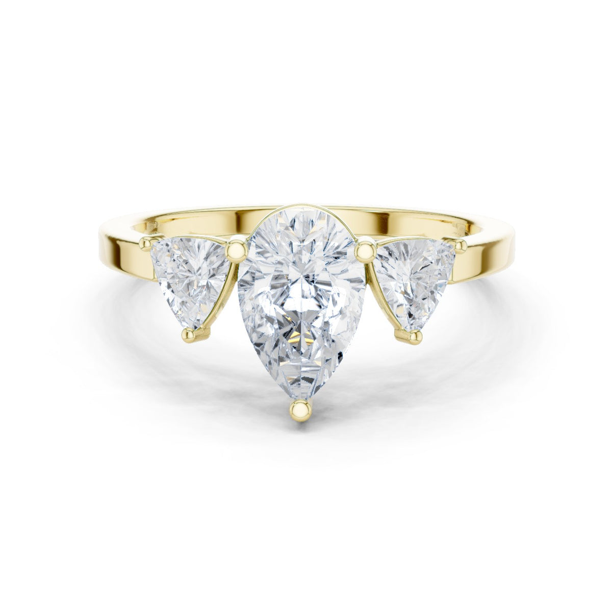 Pear Diamond Three Stone Engagement Ring