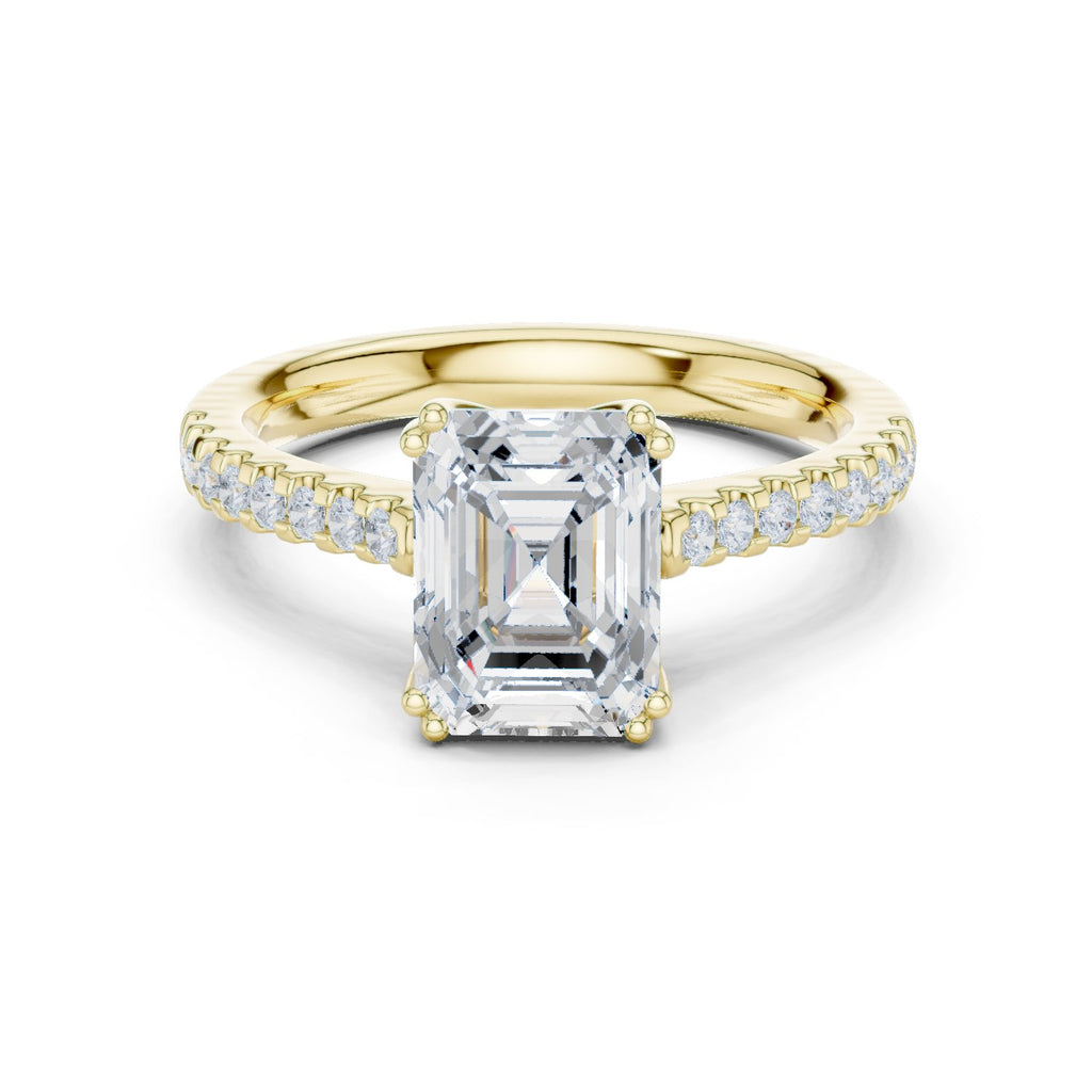 Emerald Cut Diamond Engagement Ring with Pavé Band