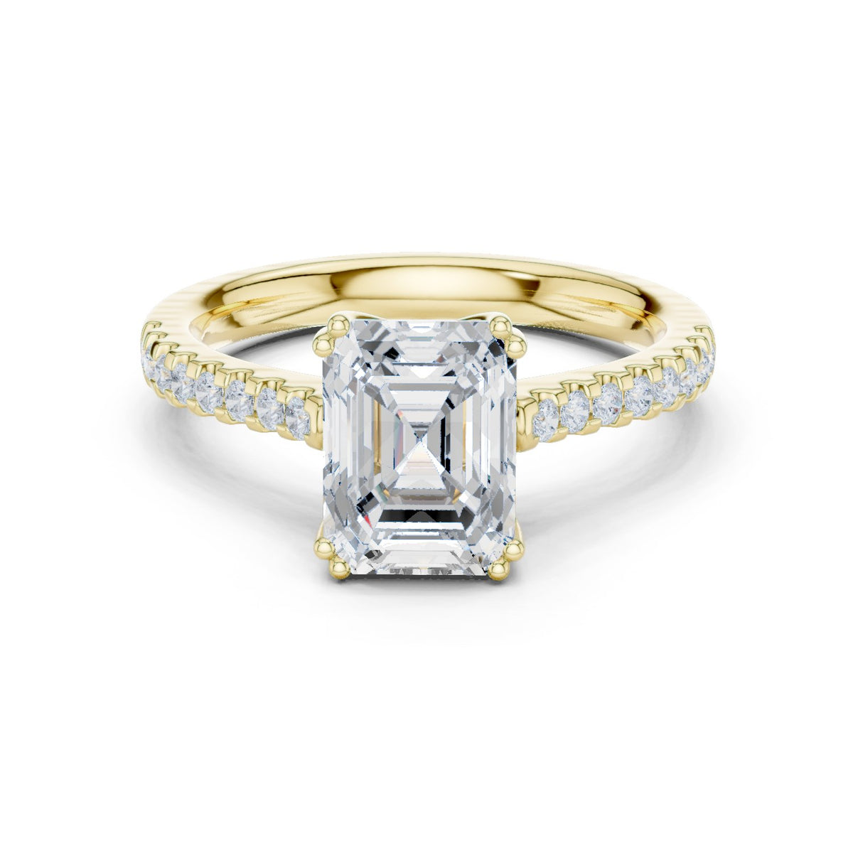 Emerald Cut Diamond Engagement Ring with Pavé Band