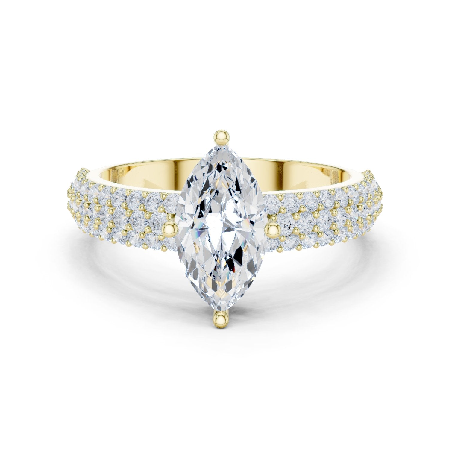 Marquise Cut Engagement Ring with Double Pavé Band