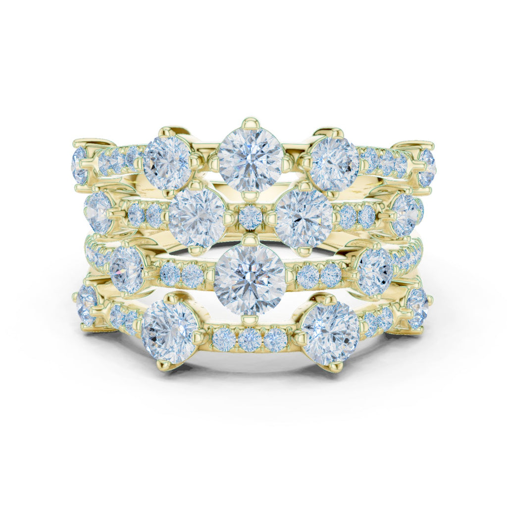 Round Diamond Wide Multi-Row Pavé Anniversary Band