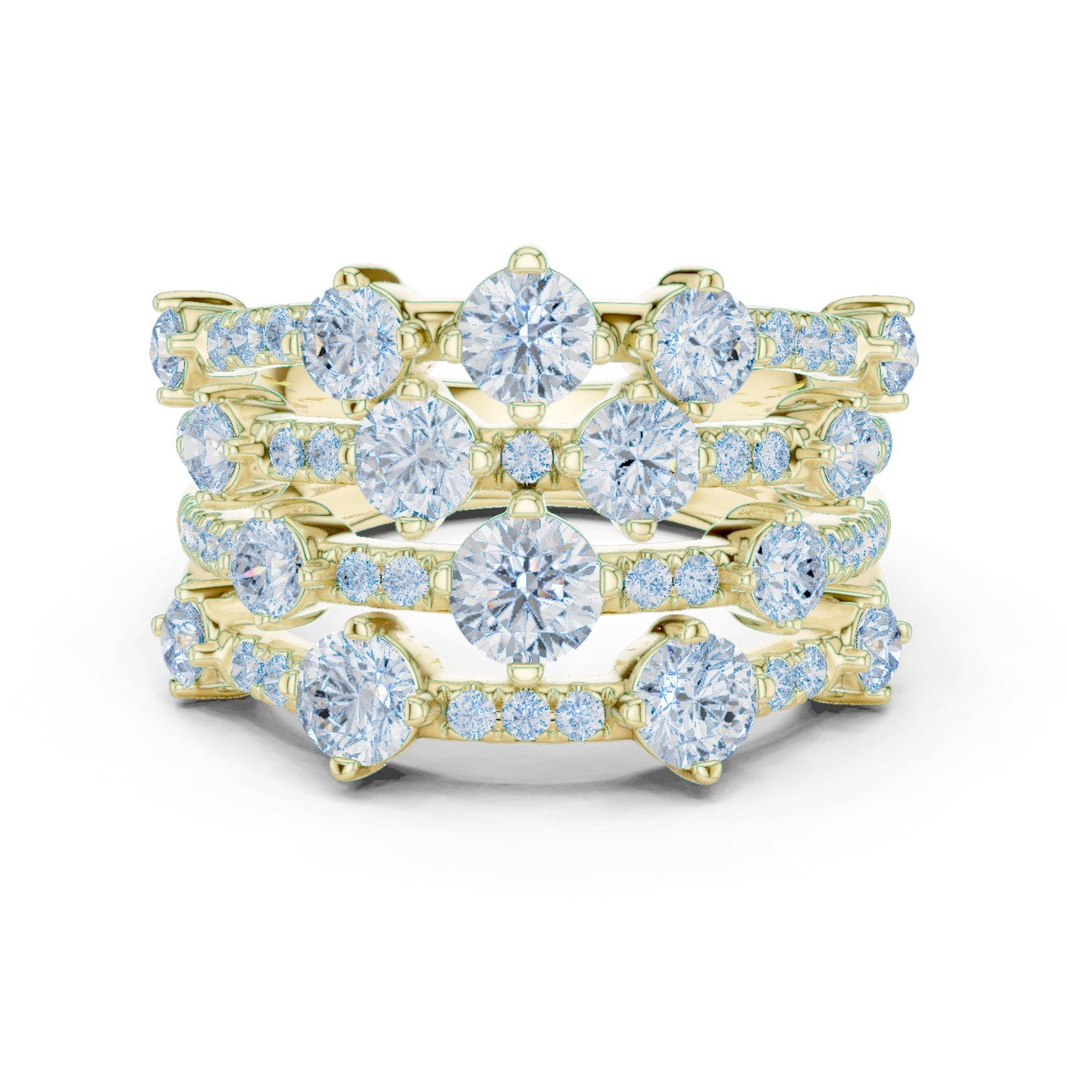 Round Diamond Wide Multi-Row Pavé Anniversary Band