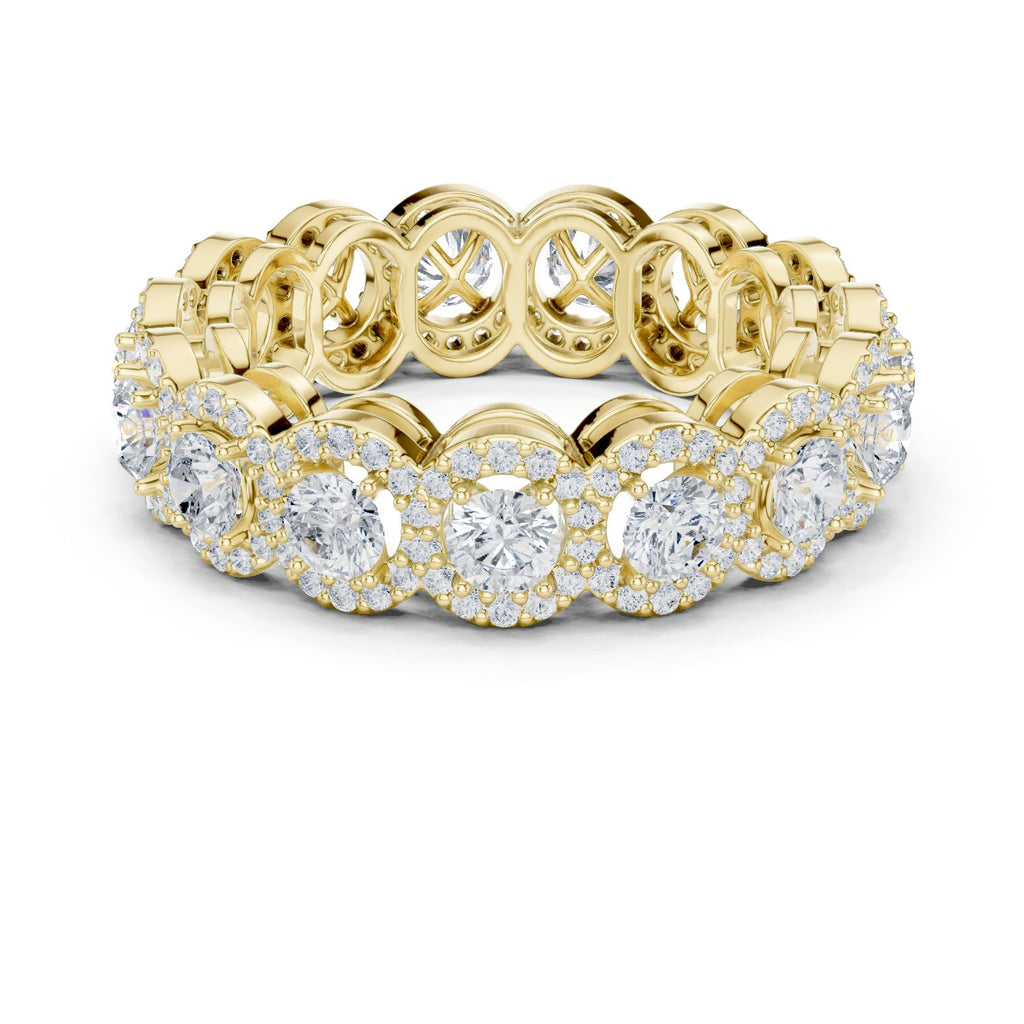 Round Diamond Cluster Halo Eternity Band