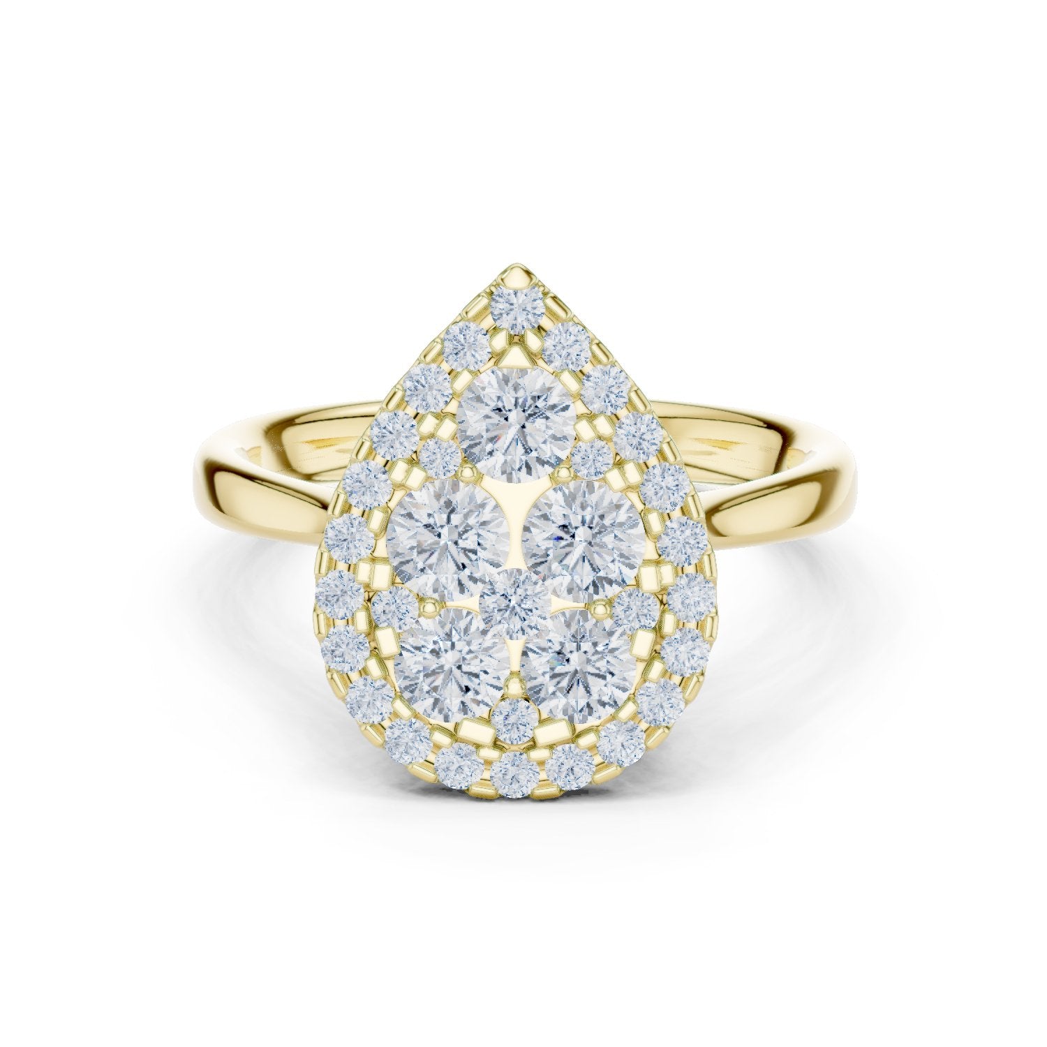 Pear Shaped Diamond Cluster Halo Engagement Ring