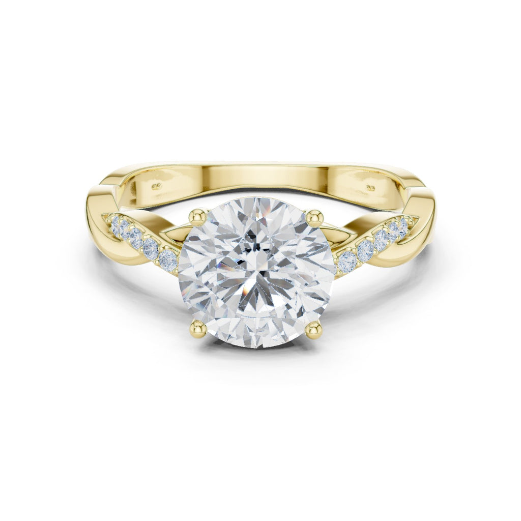 Round Diamond Twisted Vine Engagement Ring