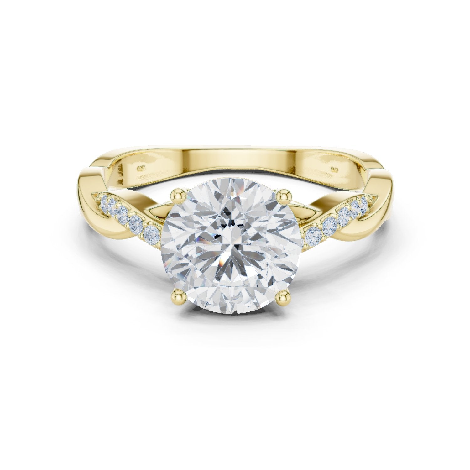 Round Diamond Twisted Vine Engagement Ring