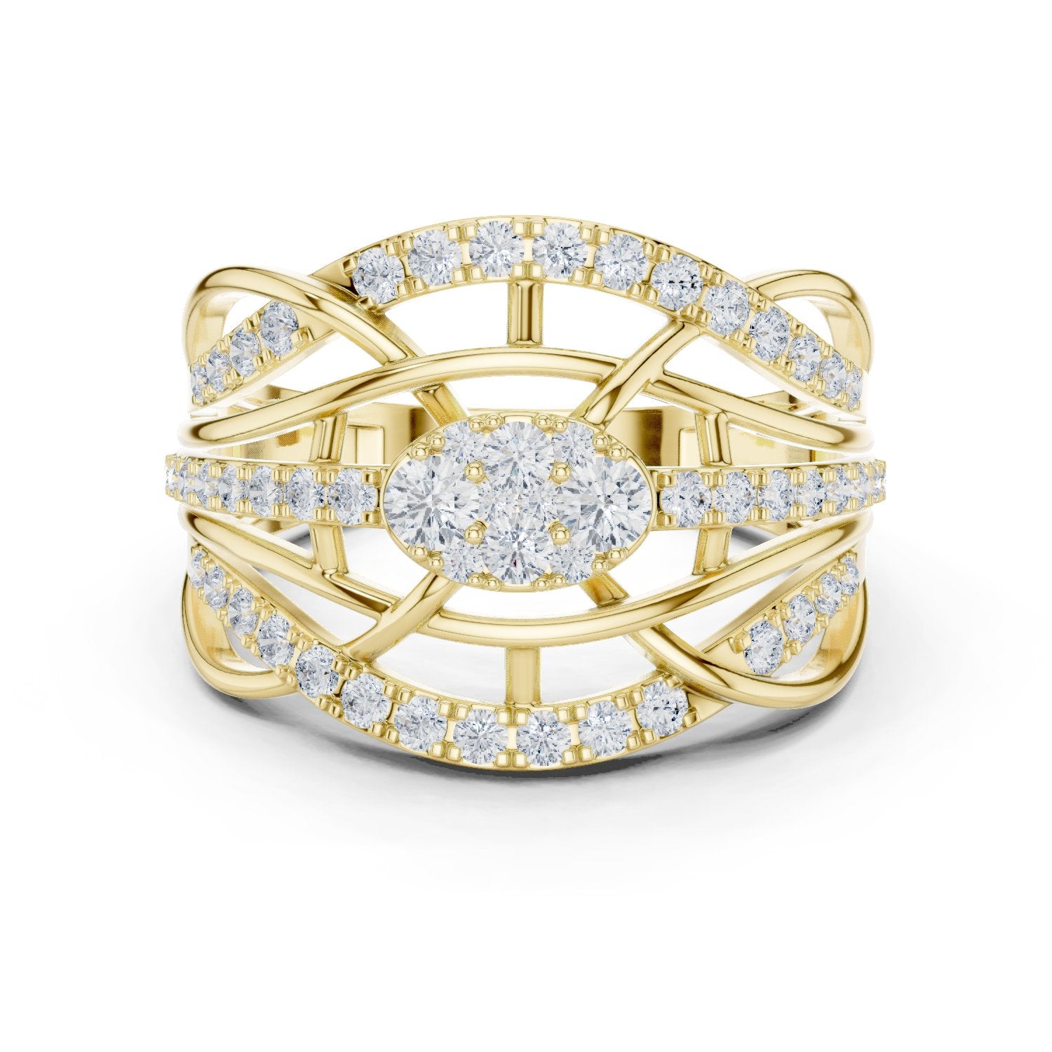 Marquise and Round Vintage Leaf Constellation Engagement Ring