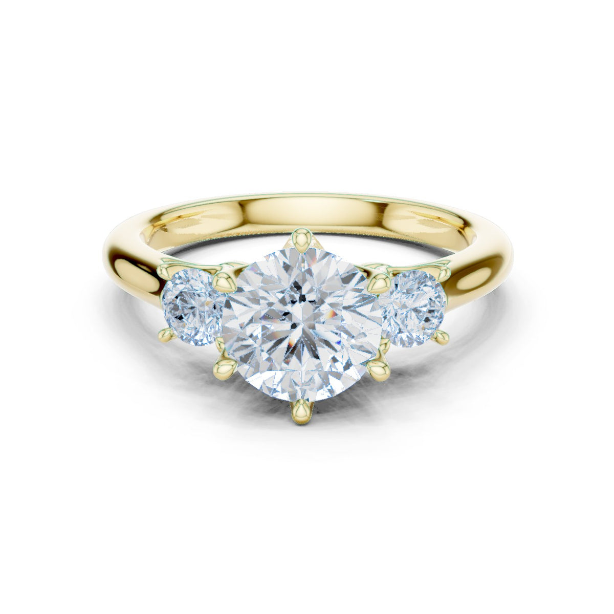 Round Diamond Three Stone Engagement Ring