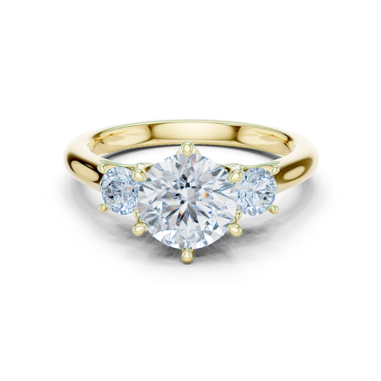 Round Diamond Three Stone Engagement Ring