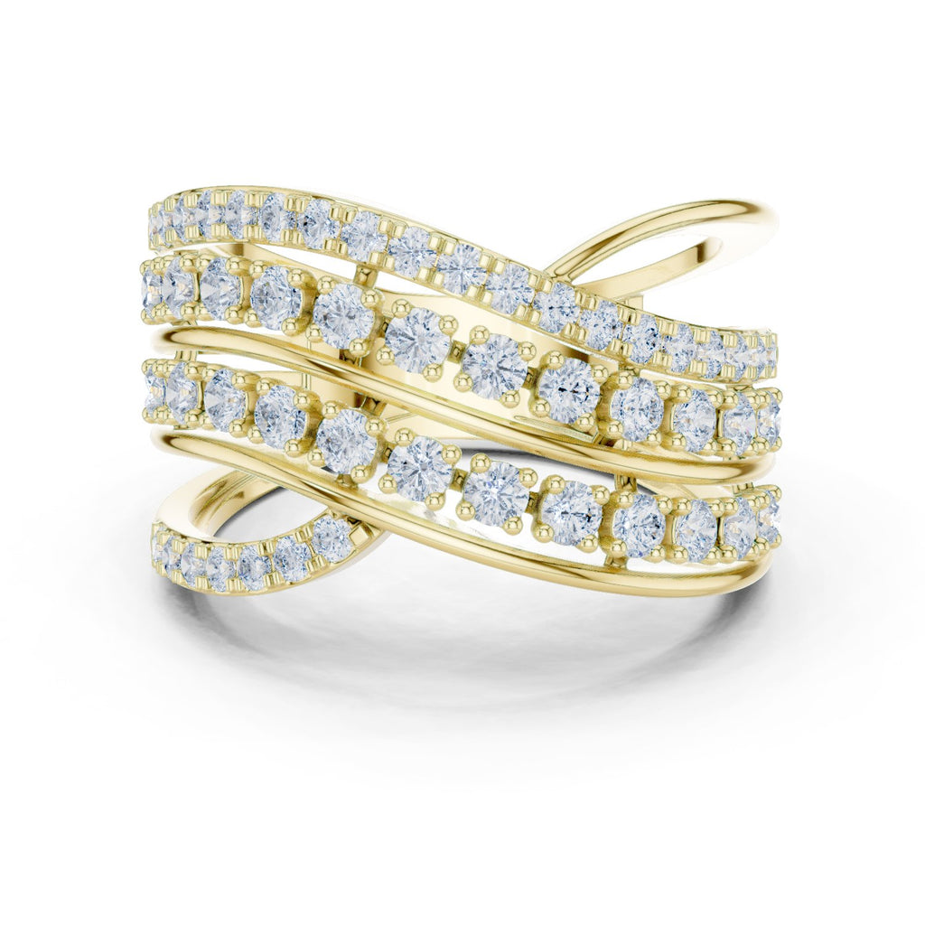 Round Diamond Multi Strand Wave Eternity Band