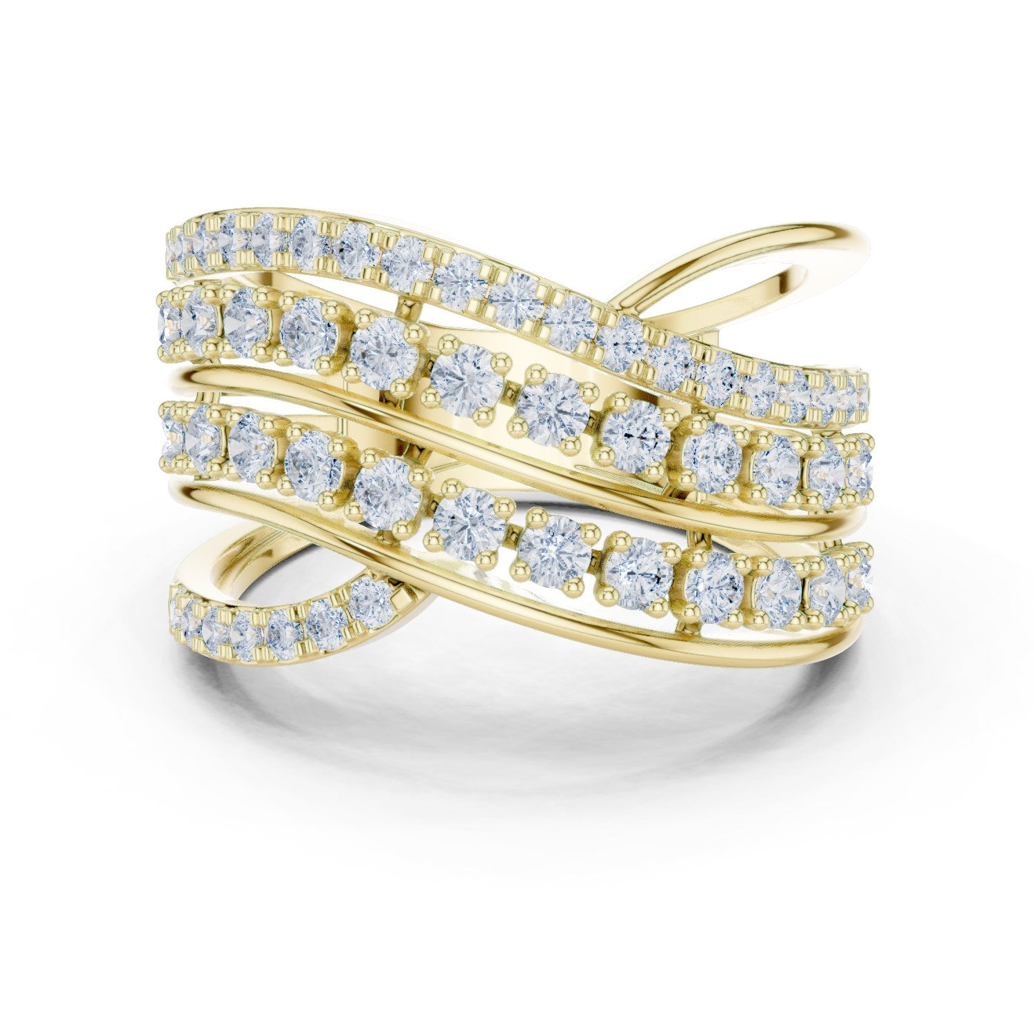 Round Diamond Multi Strand Wave Eternity Band