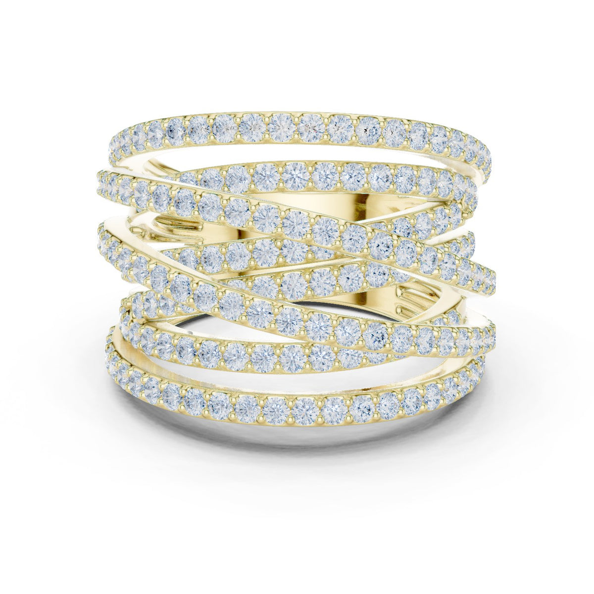 Round Diamond Wide Crossover Pavé Statement Band