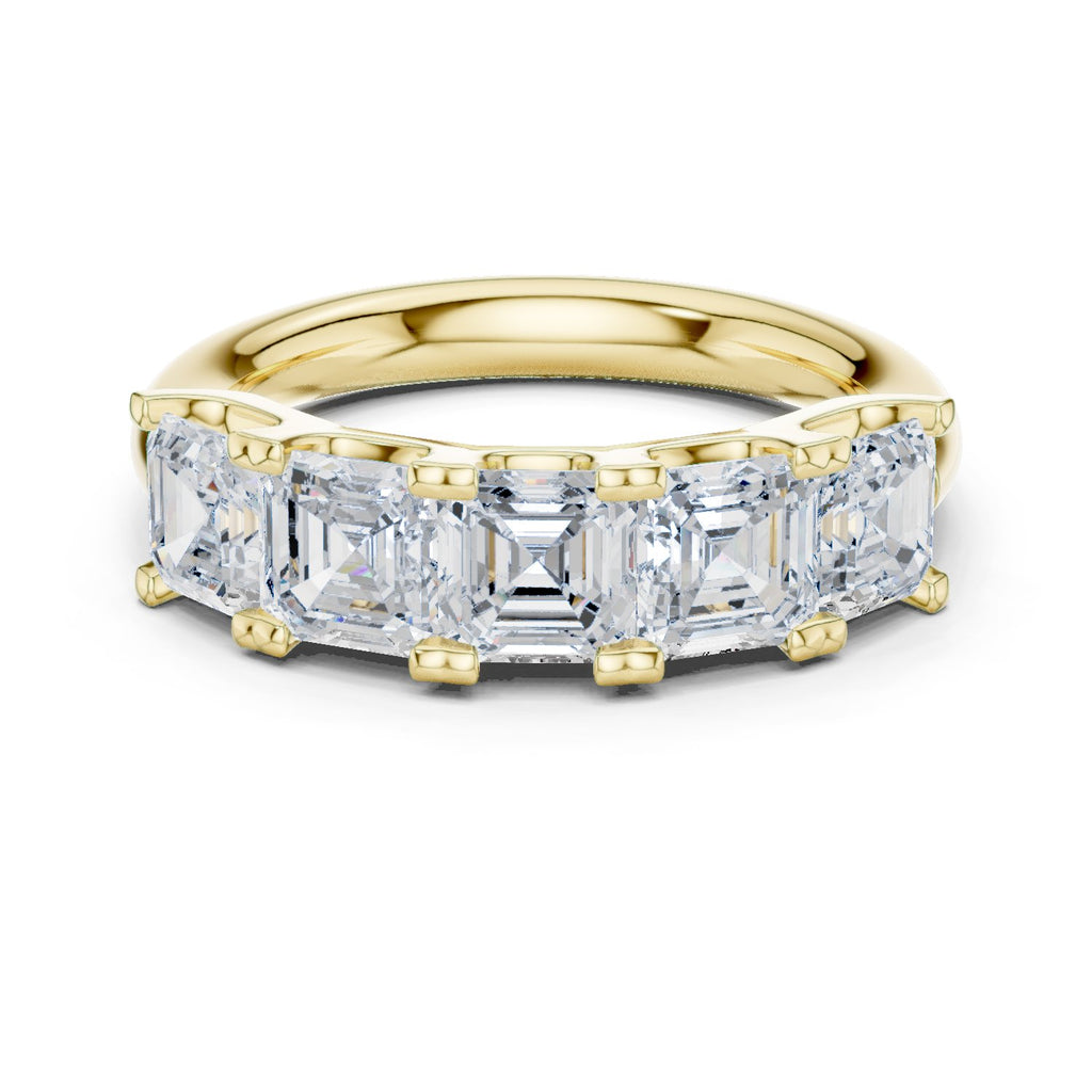 Asscher Cut Five Stone Diamond Wedding Band