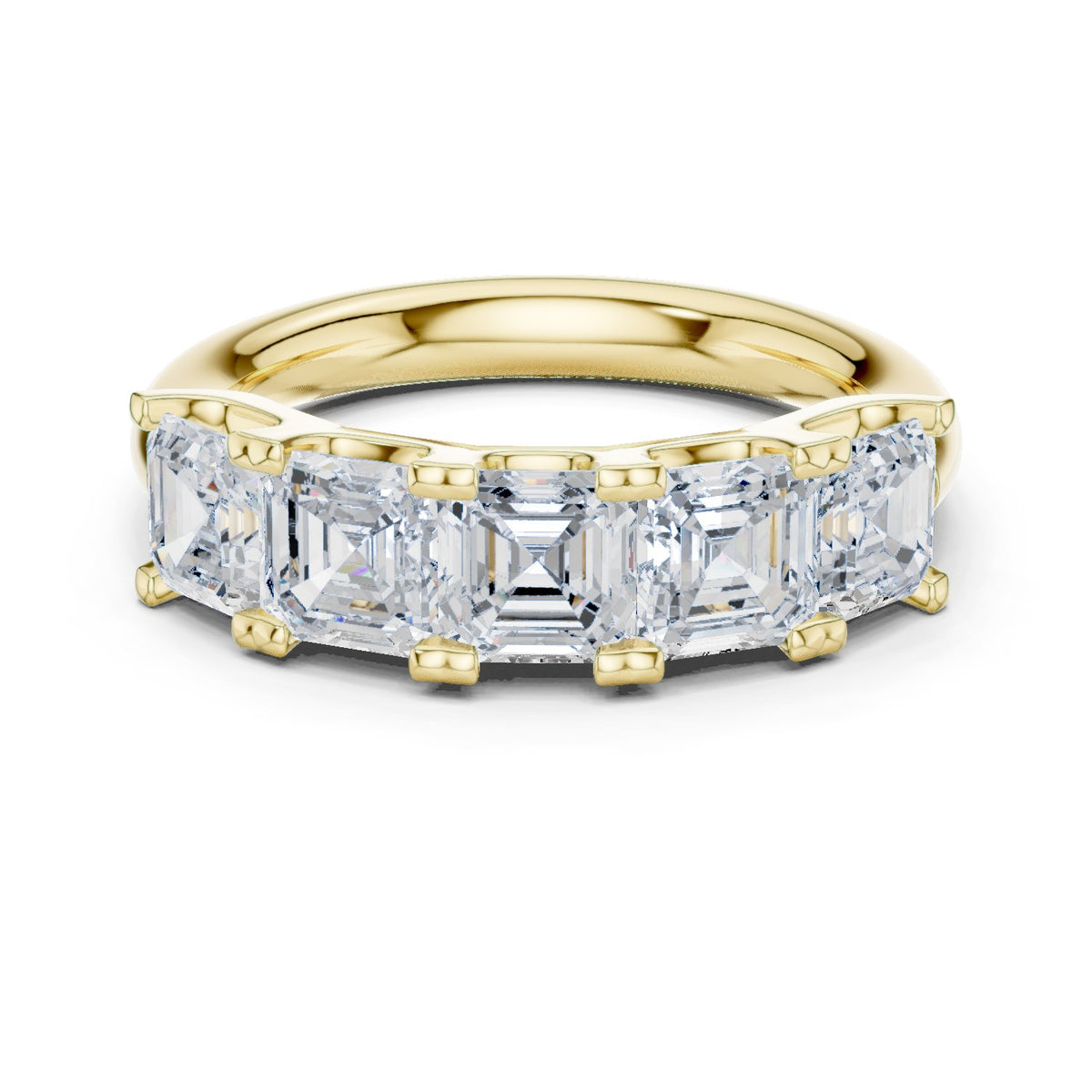 Asscher Cut Five Stone Diamond Wedding Band