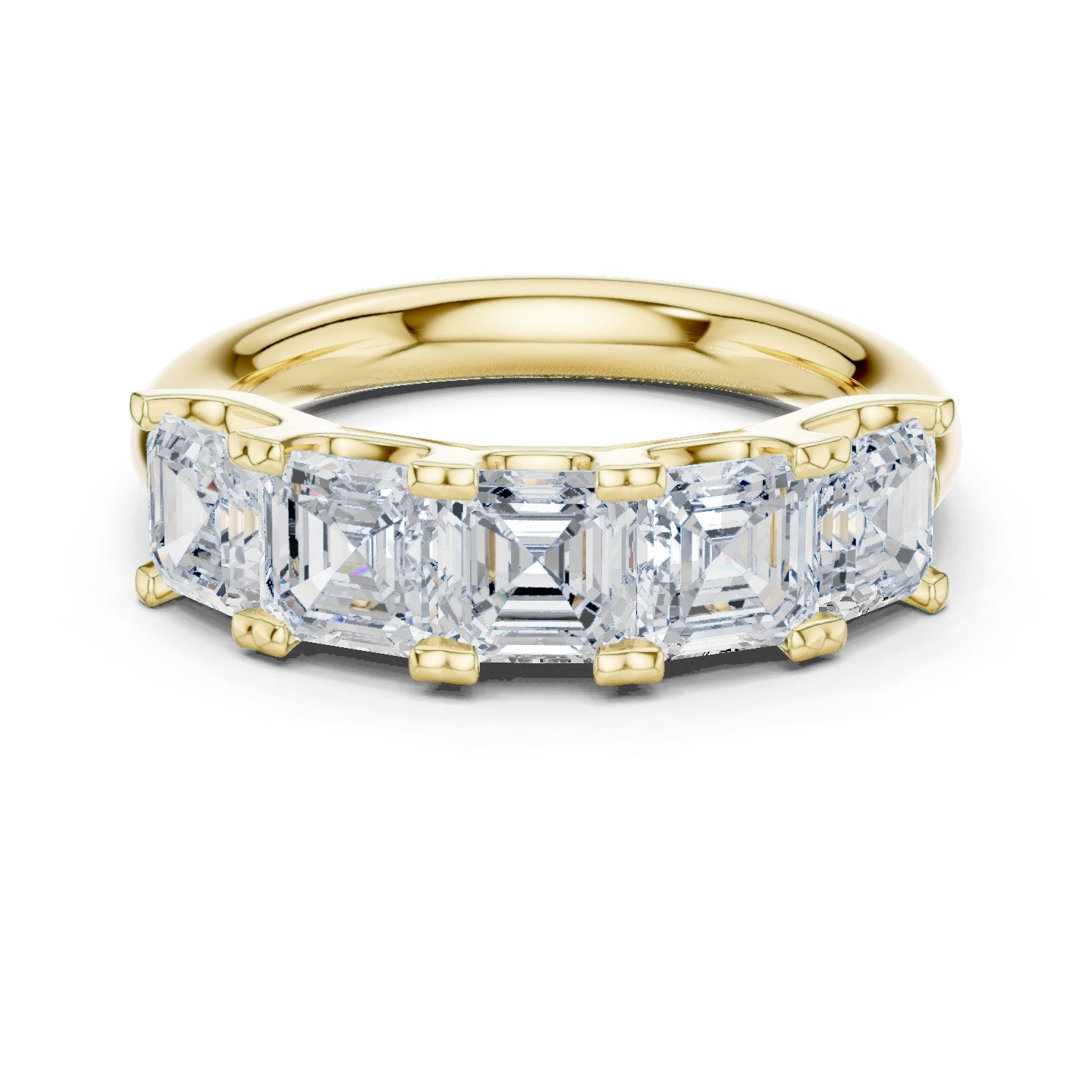 Asscher Cut Five Stone Diamond Wedding Band