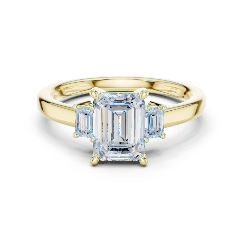 Emerald Cut Three Stone Engagement Ring
