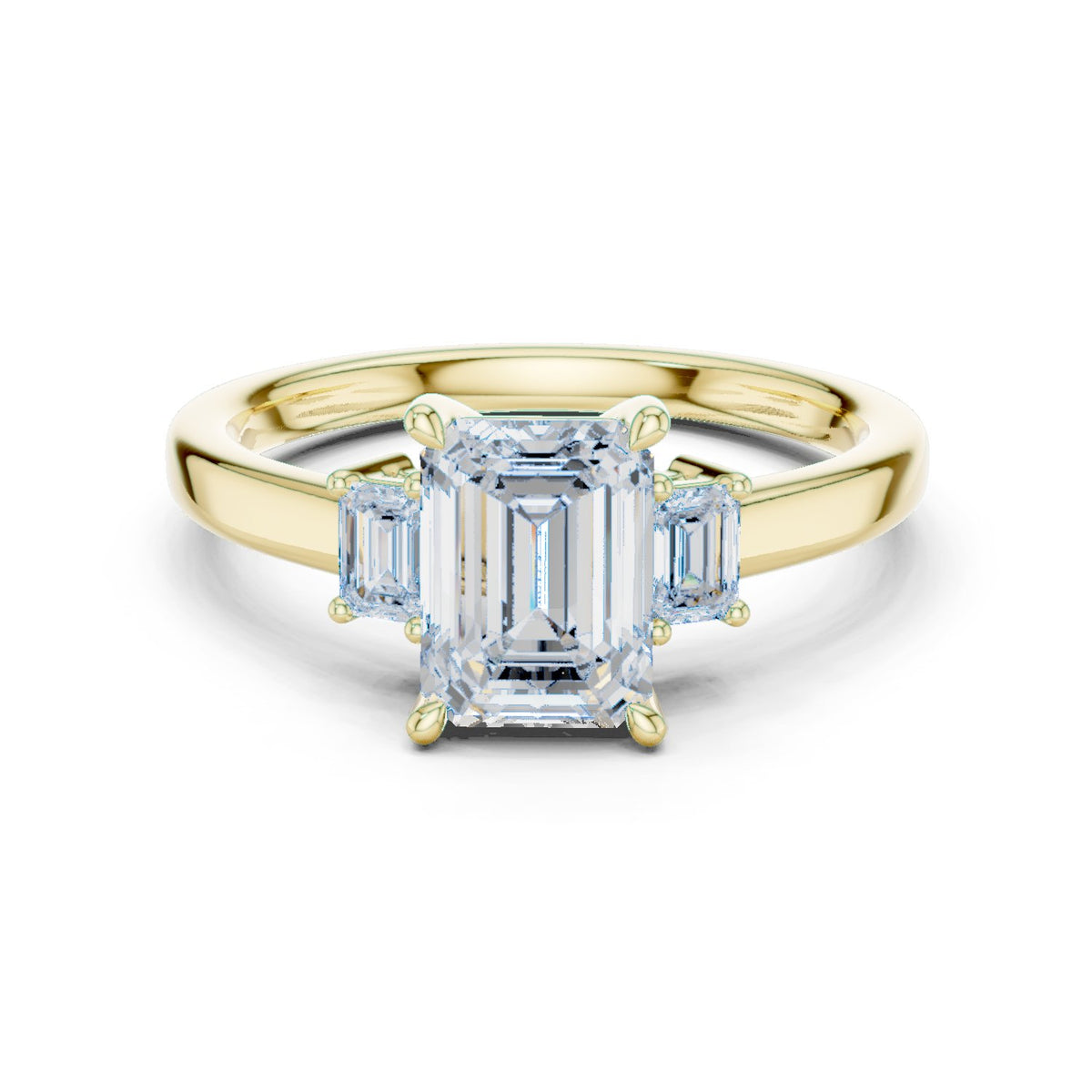 Emerald Cut Three Stone Engagement Ring