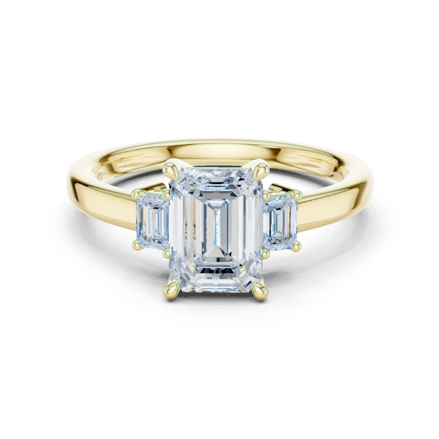 Emerald Cut Three Stone Engagement Ring