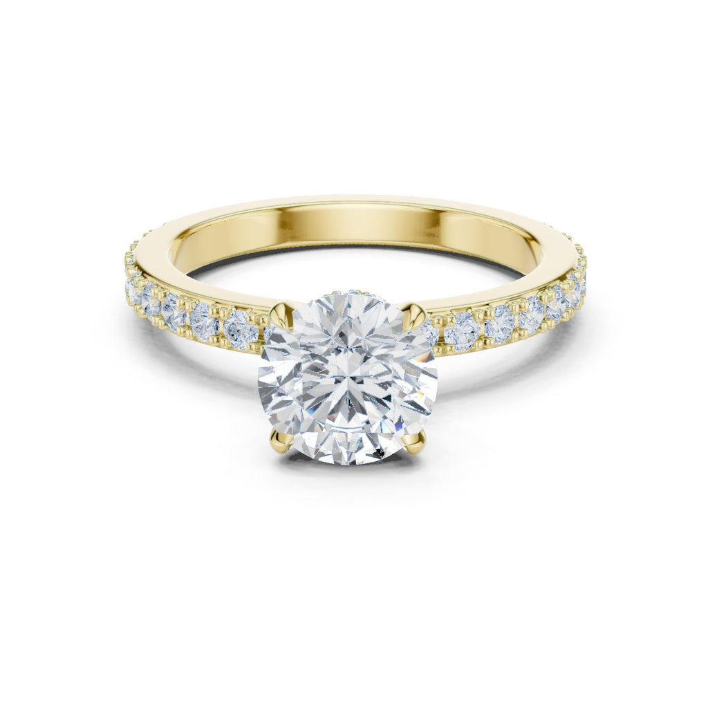 Round Diamond Engagement Ring with Pavé Band