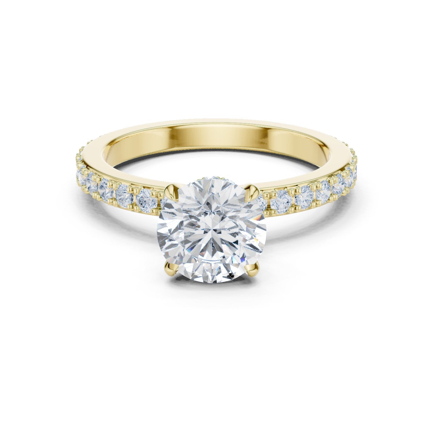 Round Diamond Engagement Ring with Pavé Band
