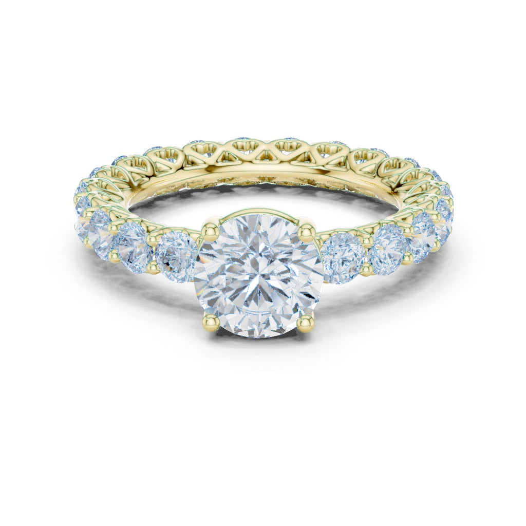Round Diamond Engagement Ring with Claw Set Diamond Band