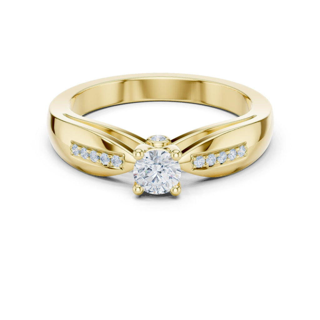 Round Diamond Engagement Ring with Pavé Chevron Bypass Shank