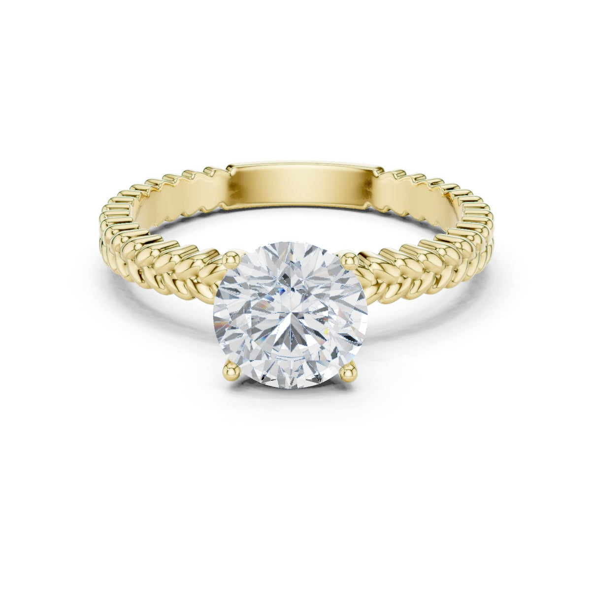 Round Diamond Solitaire Engagement Ring with Woven Rope Band