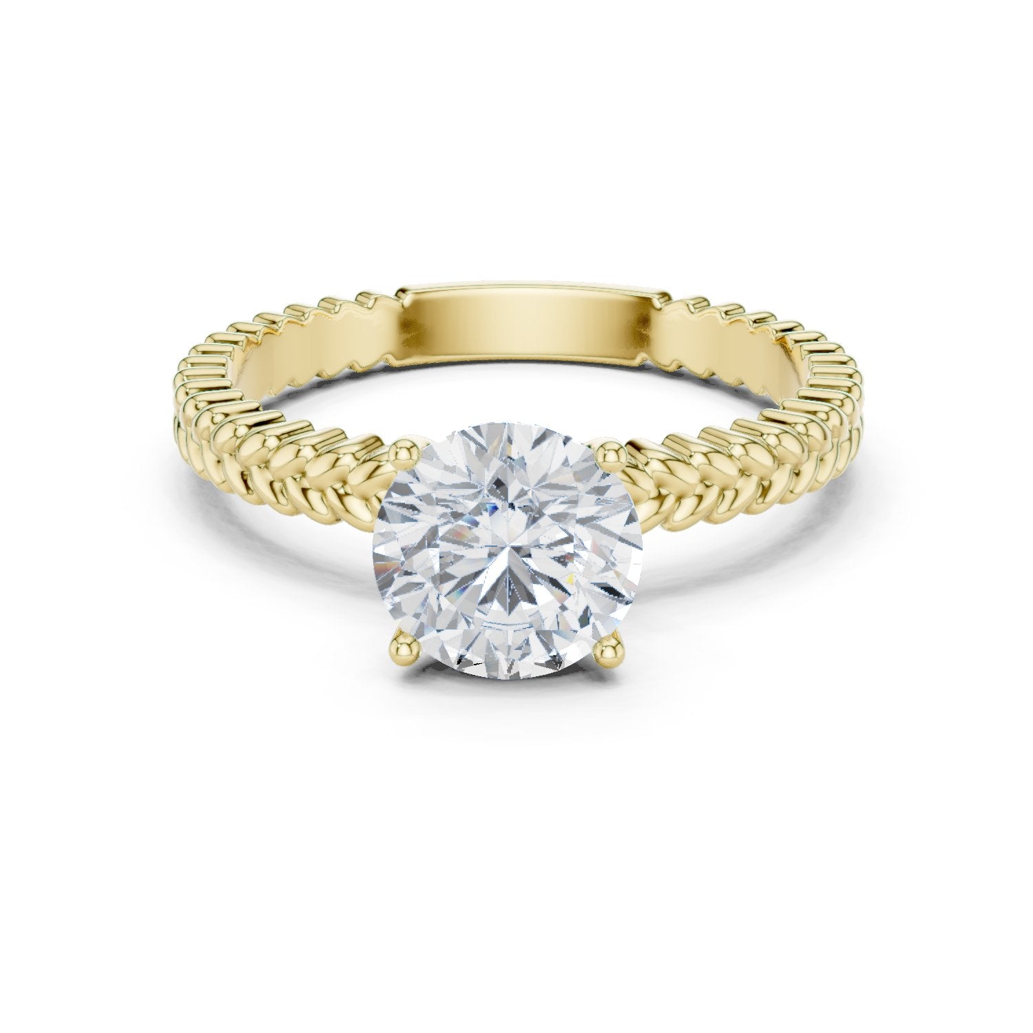 Round Diamond Solitaire Engagement Ring with Woven Rope Band