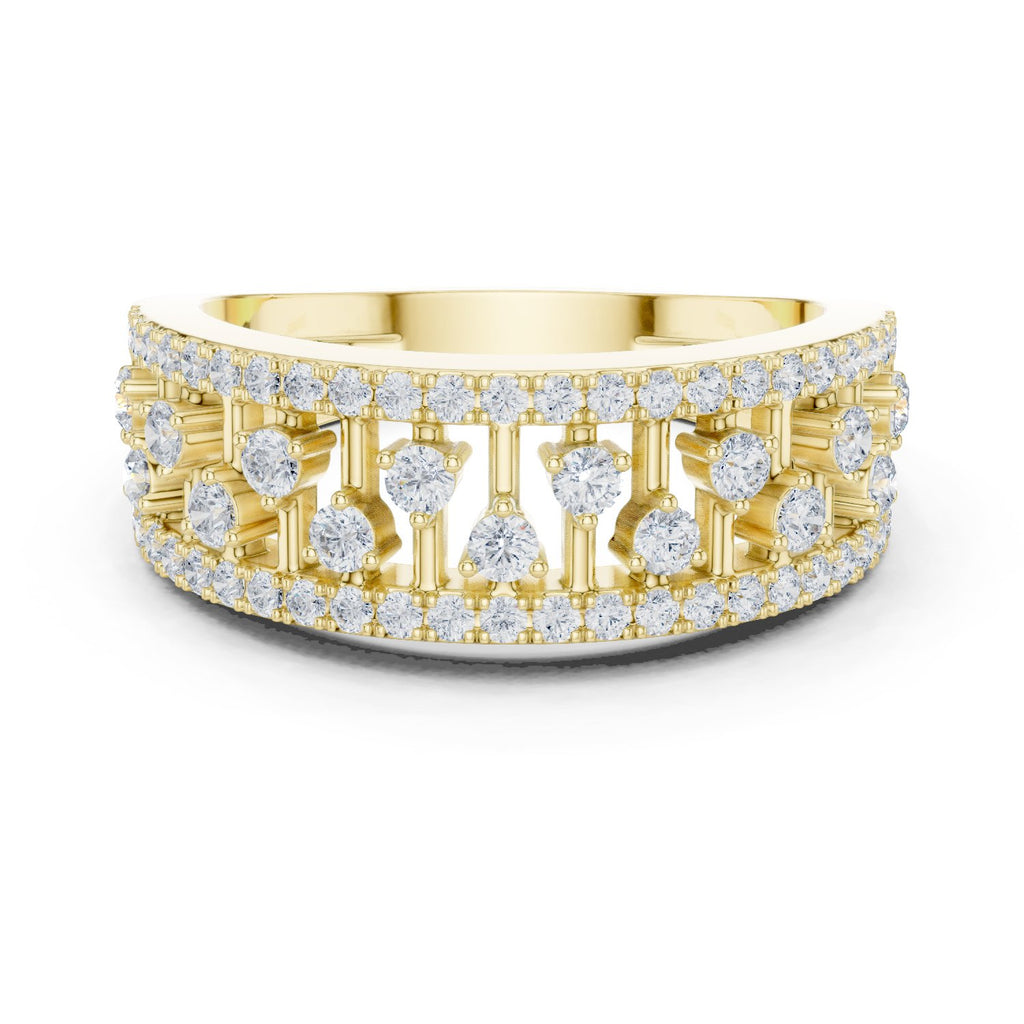 Round Diamond Wide Scattered Pavé Open-Metalwork Band