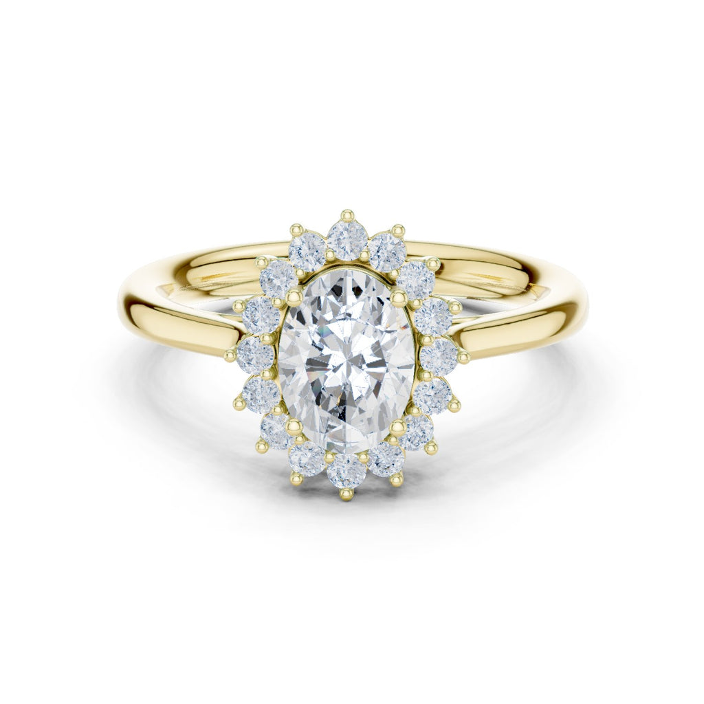 Oval Diamond Floral Halo Engagement Ring